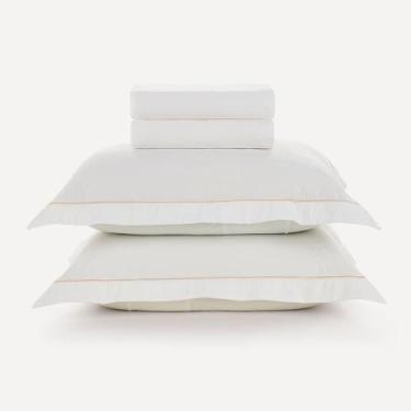 Imagem de Jogo de Cama Casal Algodão Deliz Branco/Rosa Karsten, U