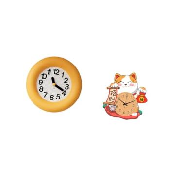 Imagem de Fenteer Relógio de Parede Analógico Contemporâneo E Silencioso com Gato, Ideal para Cozinha, Sala de Jantar, Quarto, Escritório, Decoração Infantil E para Cas