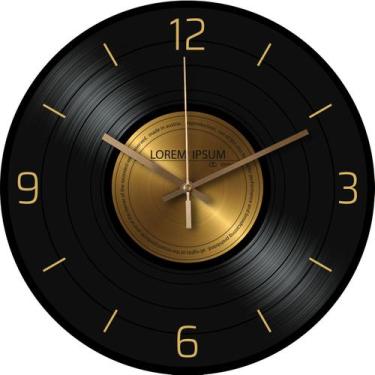Imagem de Relógio de parede com design de disco de vinil retrô de 30 cm silencio