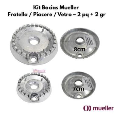 Imagem de Kit Bacias para Fogão Mueller Fratello / Piacere / Vetro  4 Bocas - At