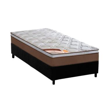 Imagem de Cama Box Solteiro: Colchão Molas Castor Pocket Revolution + Base Crc Suede Black(88X188)