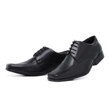 Imagem de Sapato Social de Amarrar Tamanho Especial Masculino Palmilha EVA Sola 