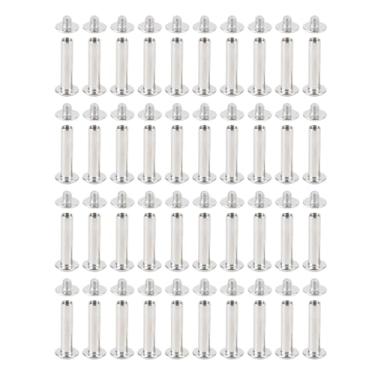 Imagem de Rebites artesanais de couro, aço inoxidável, parafuso de cabeça redonda, rebites de ligação traseira para projetos de artesanato, roupas e artesanato, 40 conjuntos de tamanho M4