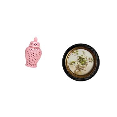 Imagem de Fenteer Vaso Decorativo de Porcelana Cerâmica em Formato de Jarro de Gengibre com Tampa, Ideal para Arranjos Florais E Exibição de Flores, Combinado com Uma M