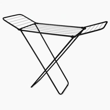 Imagem de Varal De Chão Reforçado Com Abas 10M De Varal - Suporta 12kg Prático Para Roupas Diárias E Lavanderia (PRETO, 1,43X50X90cm)