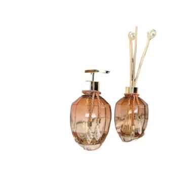 Imagem de Kit Lavabo Luxo 300ml em Vidro com Bandeja | Saboneteira + Aromatizador Decorado | Decoração Premium(Preto Degrade C/Prata,Sem Bandeja)