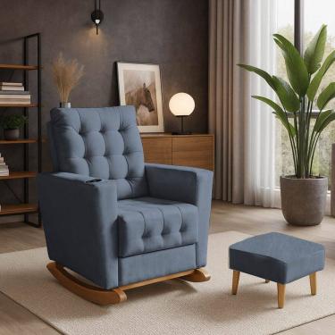 Imagem de Poltrona Duna Amamentação Balanço e Puff Grafite