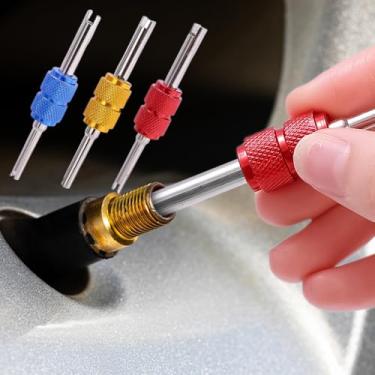 Imagem de 2 peças chave de núcleo de válvula de carro núcleo de válvula de pneu automotiva, chave de fenda de cabeça dupla, válvula de ar condicionado, ferramenta de desmontagem de núcleo