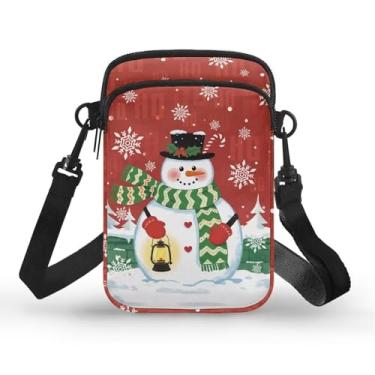 Imagem de Jolamirel Bolsa tiracolo feminina divertida de boneco de neve, leve, esportiva, para smartphone, para corrida, caminhada, caminhada e ciclismo