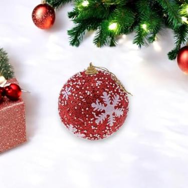 Imagem de Generic 1 peça de enfeites de bolas de Natal redondas de espuma de floco de neve vermelha 8 cm