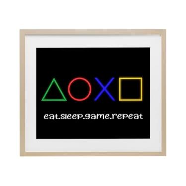 Imagem de Stupell Industries Neon Gaming Symbols & Words Birch Framed Print Under Glass, design by Christine Simpson Art, 17 x 21