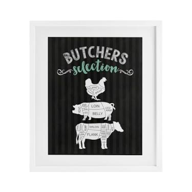 Imagem de Stupell Industries Butchers Selection Animal Sections Impressão emoldurada branca sob vidro, design por Lettered and Lined, 21 x 17