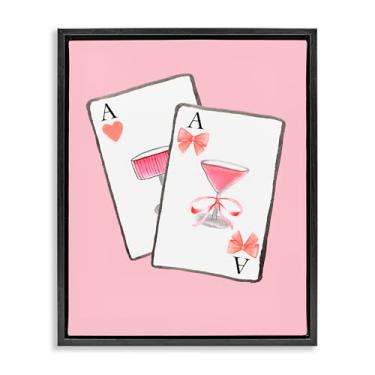 Imagem de Stupell Industries Arte de parede em tela flutuante marrom com moldura de cartões Cocktail Aces, design de Nina Jacobs, 78 x 63 cm