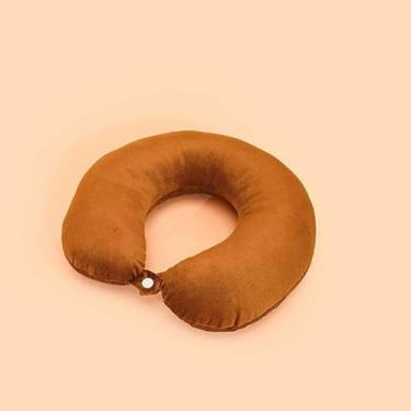 Imagem de Almofada De PescoçO De PelúCia Macia, Uma Almofada De Viagem ErgonóMica(Marrom)
