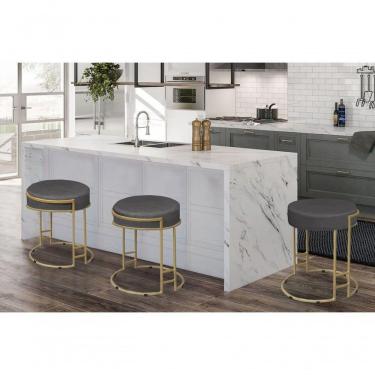 Imagem de Puff Decorativo Sarah Sala E Recepção Metal Dourado Veludo