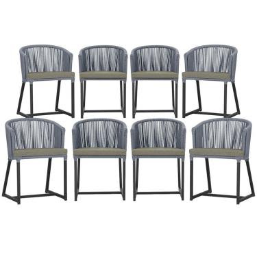 Imagem de 8 Cadeiras De Jantar área Noronha Preta E8 Trama Original Prata