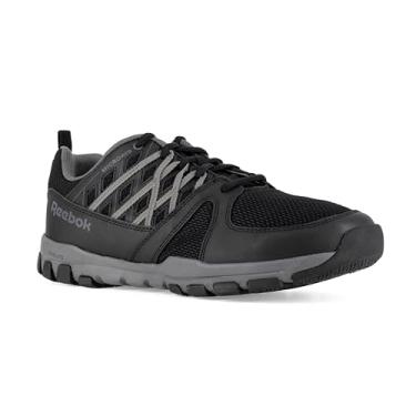 Imagem de Reebok Tênis de trabalho masculino RB4015 Sublite atlético bico macio preto com acabamento cinza segurança, Preto, 47