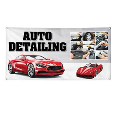Imagem de Placa de vinil com detalhes automotivos #1 Style R Automotive Auto Repair Outdoor Marketing Advertising Branco - 61 cm x 91 cm, 4 ilhós, um banner