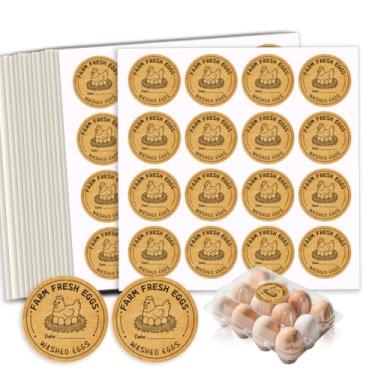 Imagem de GOMAKERER 320 adesivos de ovos frescos de fazenda de galinha, adesivos redondos de 5 cm de desenho animado de ovos de galinha para manuseio de ovos lavados, etiquetas adesivas de embalagem de ovos