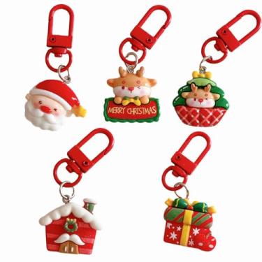 Imagem de Chaveiros de Natal, rena, caixa de presente, Papai Noel, rena, casa de campo, 5 designs no total, adicione um pequeno presente à sua celebração de Natal! Perfeito para dar a colegas de classe, amigos