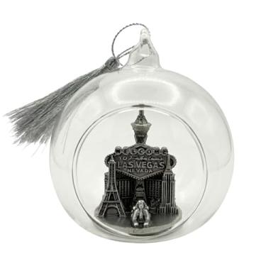 Imagem de Enfeite de Natal de vidro prateado de Las Vegas, 10 cm