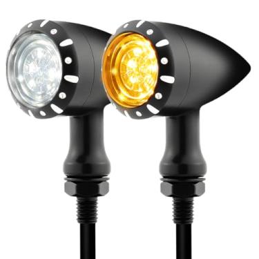Imagem de Eagwinger Bala de seta LED para motocicleta, luzes piscantes SMD, seta traseira (orifício de montagem de 10 mm) (preto-frontal)