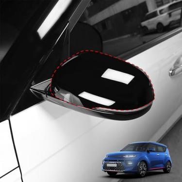 Imagem de Capa de espelho retrovisor lateral ABS para exterior compatível com acessórios Kia Soul GT 2020-2025 (com recorte de seta) (preto brilhante)