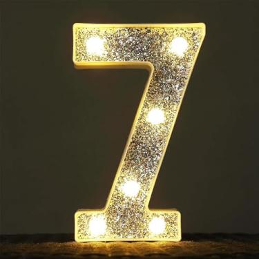 Imagem de Luz LED número 17,78 cm - lâmpada de decoração de aniversário/pedido/festa (bateria não incluída)