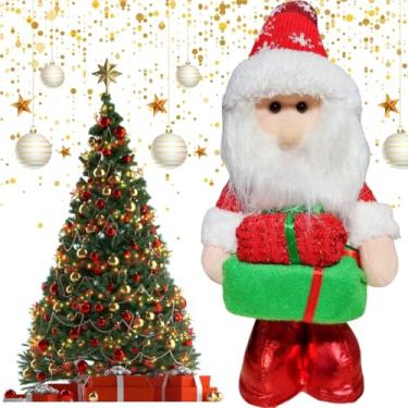 Imagem de Papai Noel Decorativo, 30 cm, Plástico e Poliéster, Decoração Natalina para Mesa, Sala e Árvore, Enfeite Elegante em Bege e Dourado ou Vermelho e Verde (Vermelho e Verde)