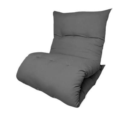 Imagem de Colchonete Futon Dobrável Almofada Poltrona Portátil Solteiro Pallet Espreguiçadeira 170X60 CM(Cinza Escuro)