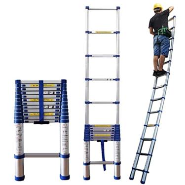 Imagem de HYUIO Escada telescópica estendida e subida, 8 m 7 m 6,2 m 5 m 4 m 3,8 m 2. 6 m escadas telescópicas de extensão de alumínio, para telhado RV Sótão Trabalho ao ar livre (Tamanho: 1,8 m 1,8 m) Cenário