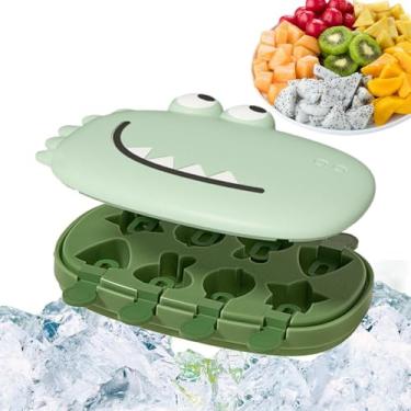 Imagem de Moldes de silicone para picolés - Bandeja de silicone para barra de sorvete com 8 cavidades | com tampa de dinossauro, fácil de liberar, utensílio de cozinha multifuncional para festas, eventos e