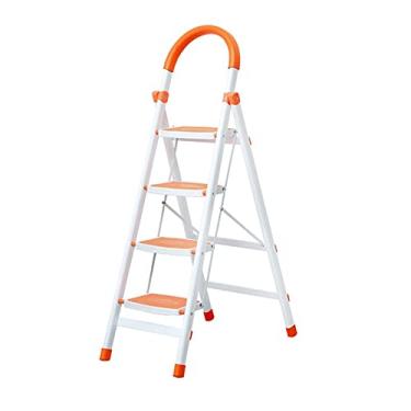 Imagem de Escadas dobráveis Escada dobrável Escada de 4 degraus Banquinho leve com aderência de mão de borracha e pedal antiderrapante Escada de metal portátil para escada resistente em casa (Cor: Escada C