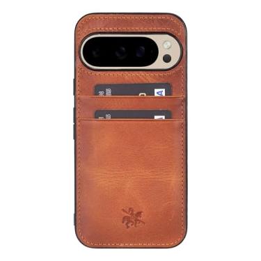 Imagem de Venito Capa Capri para Google Pixel 9 Pro com porta-cartões, couro de flor integral feito à mão, capa para câmera, proteção contra quedas/impactos, bloqueio RFID, capa fina, 16,3 polegadas, marrom