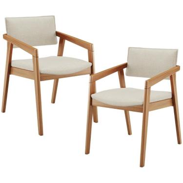 Imagem de Kit 02 Cadeiras Para Sala De Jantar Estar Living Giorgia L02 Linho Champagne - Lyam Decor