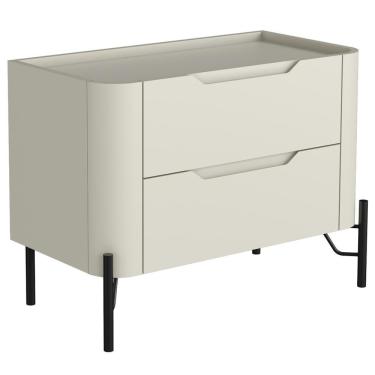 Imagem de Mesa De Cabeceira Orgânica 2 Gavetas Pés Industrial Preto Bliss I03 Luna - Lyam Decor