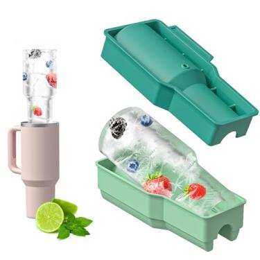 Imagem de Bandeja de Cubos Gelo Silicone Atualizada com Tampa para Stanley Cup Moldes Cilíndricos Ocos Grandes Copo 30-40oz Grau Alimentar Alta e Baixa Temperatura Antiaderente Lavavajillas y Microondas Seguro