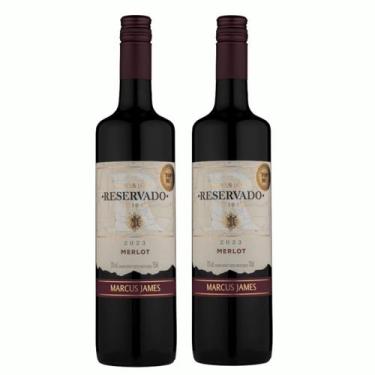 Imagem de Kit 2 Vinho Tinto Merlot Marcus James 750ml Vinicula Aurora