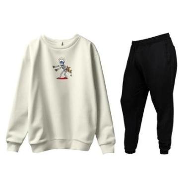 Imagem de Conjunto de Moletom Blusa Sem Capuz e Calça Jogger Estampas-Masculino