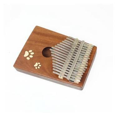 Imagem de Piano de polegar 17 teclas kalimba madeira maciça mogno dedo piano com martelo de afinação para amantes de música