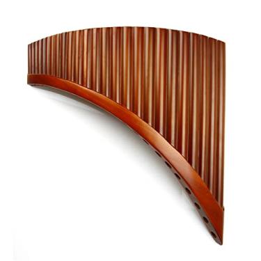 Imagem de Flauta de panela de 25 tubos feitos à mão com chave C Panpipes instrumento de sopro de madeira flauta de bambu (cor: direita)