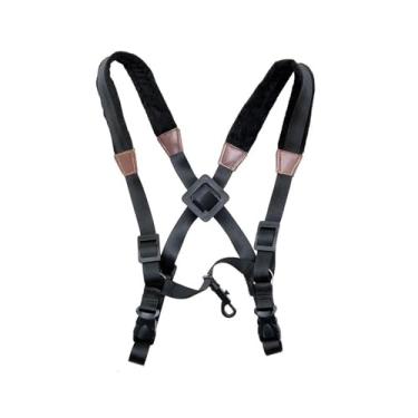 Imagem de Acessórios profissionais para saxofone ajustável, alça de saxofone de couro, alça de saxofone duplo com gancho para saxofone soprano alto tenor, acessórios de instrumento