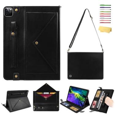 Imagem de UUcovers Capa tiracolo para iPad Air de 13 polegadas (M3 2025/M2 2024) e iPad Pro de 12,9 polegadas 6ª/5ª/4ª/3ª geração com suporte para lápis [alça de ombro/mão], capa com suporte, preta