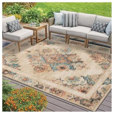 Imagem de SPXMQSS Tapetes externos para jardim, resistentes ao desgaste, antiderrapantes, grandes, para uso externo, fácil de limpar para varanda, deck, varanda, jardim, piquenique E 160 x 230 cm