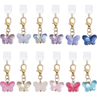 Imagem de SUPERFINDINGS 12 peças tipo-C plugue de poeira charmoso porta de carregamento borboleta de vidro berloques plugues antipoeira plugues de poeira tampa protetora de porta C com pingentes de borboleta