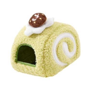 Imagem de Ioensy Cama para hamster, para hamster, à prova de vento, adorável casinha para pequenos animais de estimação, habitat para ouriços e furões, Verde