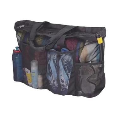 Imagem de Bolsa De Praia Extra Grande Em Malha Respirável Com Zíper E Bolsos Lat