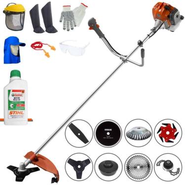 Imagem de Roçadeira Profissional Tekna RL520ACNTK À Gasolina 52cc 2HP Alta Rotação Com Carretel de Nylon + Kit 7 Opções de Cortes + EPI + ÓLEO STIHL 2 Tempos