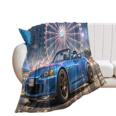 Imagem de HouLaiZhe Cobertor Super Macio Flanela Japão JDM Carro S2000 Roda Gigante Cobertores de Refrigeração Leve para Sofá-Cama Cadeira Sofá Carro Viagem ao Ar Livre Leve Quente 101,6 cm x 152,4 cm