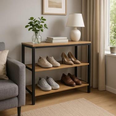 Imagem de Sapateira Madeira Estilo Industrial Organizadora Calçados 3 Prateleiras Hall Entrada Estante